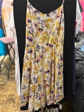 Old navy Rayon Mini Dress Small Floral Spaghetti Strap Swing Dress EUC